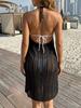 Women Hollow Out Backless Lace Up Beach Cover Up Dress