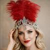 Neues Kristallverziertes Feder Kopfschmuck Quaste Verstellbares Haarband Perlenbesetzt Flapper Damen