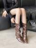2025 Autumn and Winter New Pointed Thin Heel High Heel Temperament French Fashion Belt Buckle Sexy Beautiful Women Mid Boots
