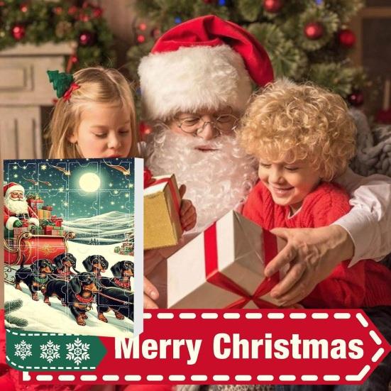 Dog Advent Calendar 24 Days Dog Theme Christmas Countdown Calendar 2D Dog And Santa Decorations Fun Holiday Gift Keepsake for Family Kids Dog Lovers