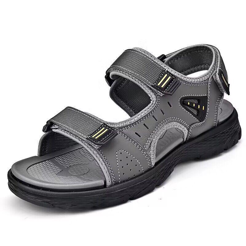

Foreign trade single large size summer new leather breathable casual sandals men s open-toed outdoor beach shoes non-slip shoes 46