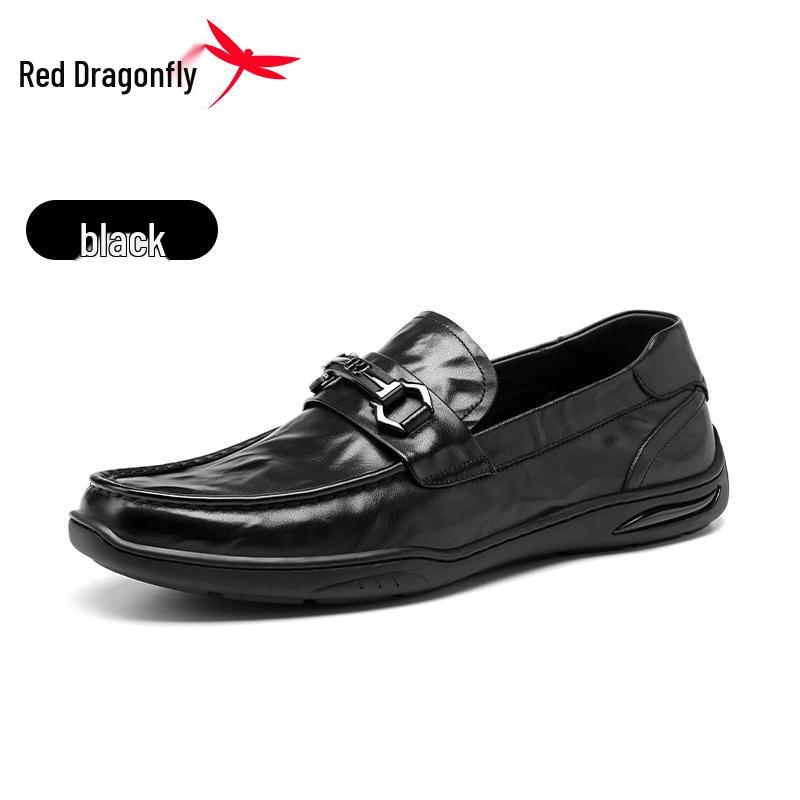 Red Dragonfly Men s Summer Slip-on Leather Driving Shoes - British Style 40