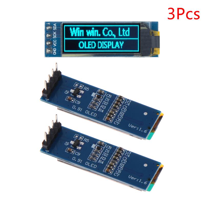 0.91 Inch I2C Iic Oled Lcd Display Module 128X32 Blue/White Color Ssd1306 Driver Ic Dc 3.3V 5V Diy Module
