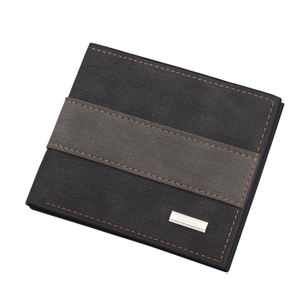 Men Wallet Patchwork PU Leather Small Card Holder Short Wallets Man Purse Card Case Casual Standard Wallet