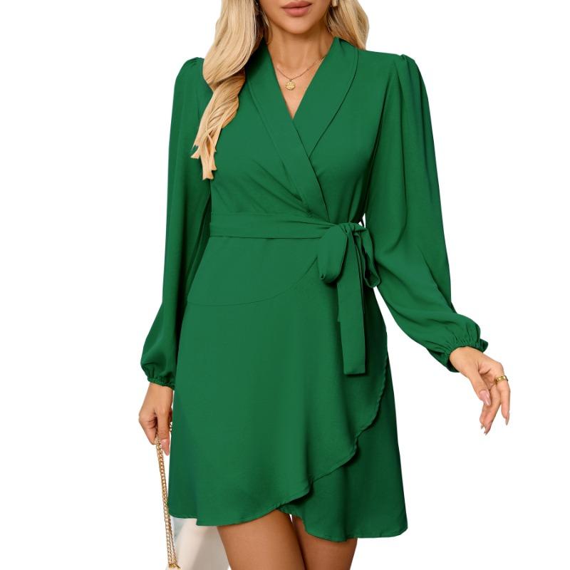 Women's Elegance Women's Long Sleeve Lapel Hemline Dress Dress
