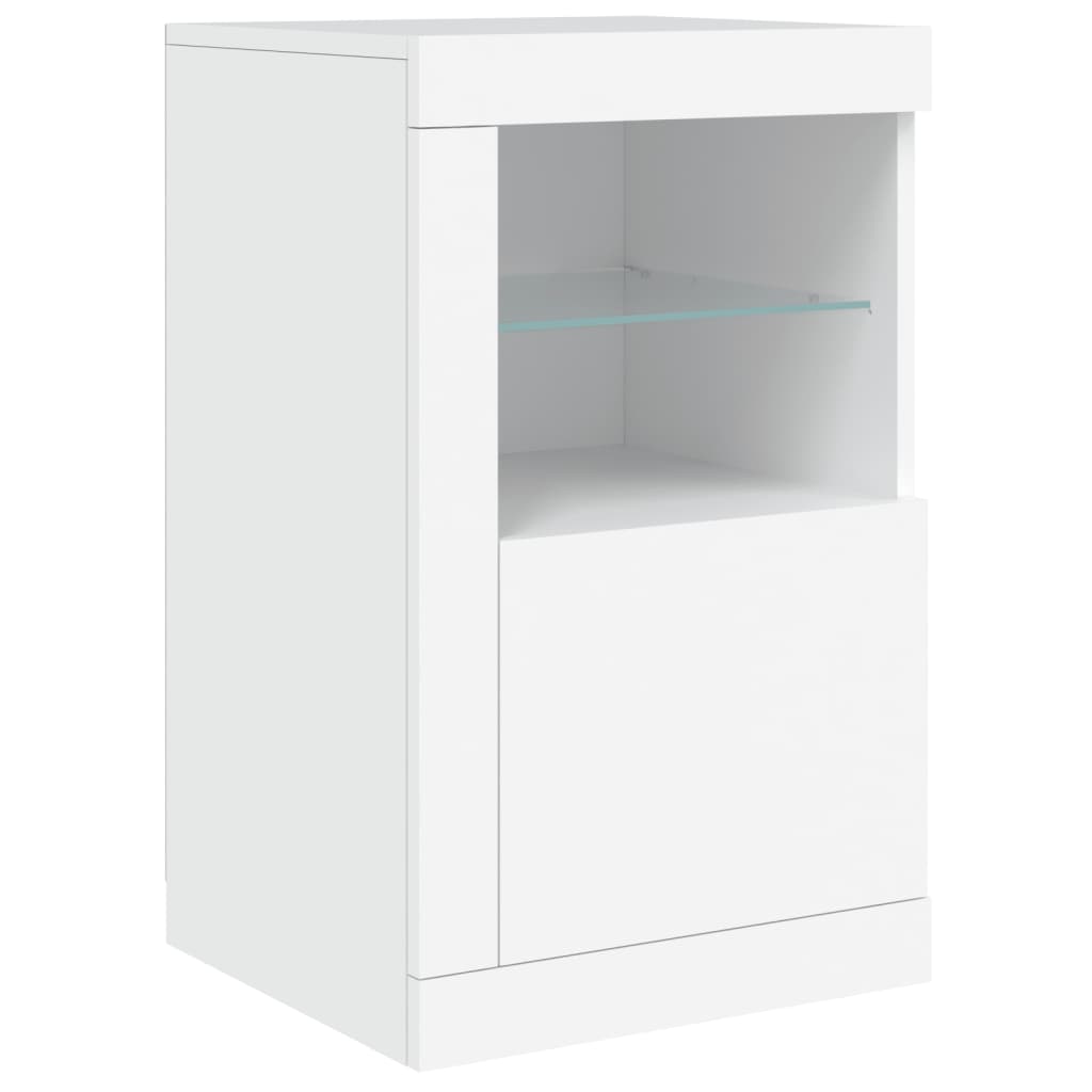 White Sideboard with LED Lights 123 X 37 X 67 Cm