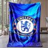 Blue Chelsea Crest Sports Style Flannel Fleece Blanket Cozy Warm Throw Blanket For Couch Bed Travel All Season Use