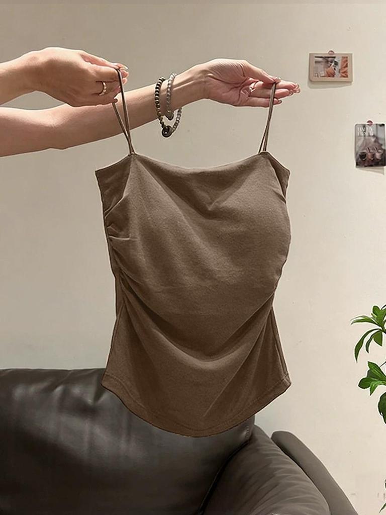 2026 Spring Korean Style Backless Slim Bandeau Top with Padded Ruffles for Women