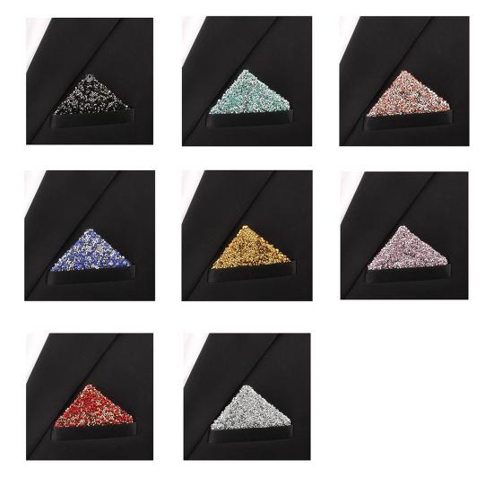 Rhinestone Pocket Square for Men Pre Folded Handkerchief Sparkling Pocket Square Fits Blazer Tuxedo Pockets for Wedding Dating Formal Attire