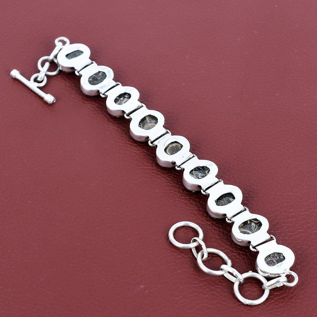 Turritella Agate Bracelet Gemstone Jewelry 925 Sterling Silver Bracelet Adjustable Chain Handmade Bracelet Brand New Jewelry Gifts for Women