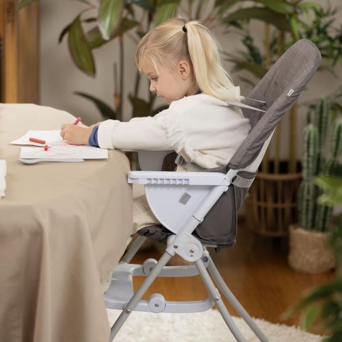 INGENUITY Chaise haute pliable, avec assiette sécurisée, pliage à plat, collection Sun Valley, grise