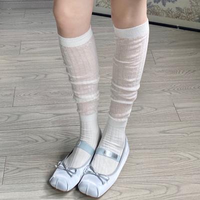 Lolita Girls Long Socks Women Stockings Cotton Thin Breathable Thigh High Stockings Japanese Style Solid Color Thigh High Socks