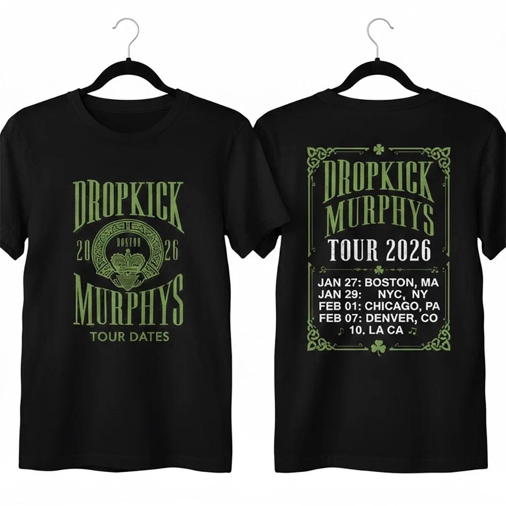 Dropkick Murphy R2026 Февраль 2026 St. Футболка для тура на День Святого Патрика Подарок фанату Футболка Повседневная Уличная Футболки с принтами для фанатов Мужские Футболки... S разноцветный