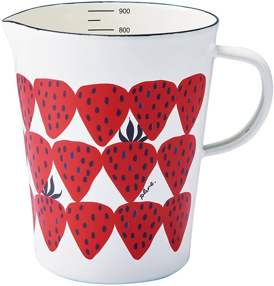 Plune Enamel Measuring Cup L Measuring Cup Red Strawberry