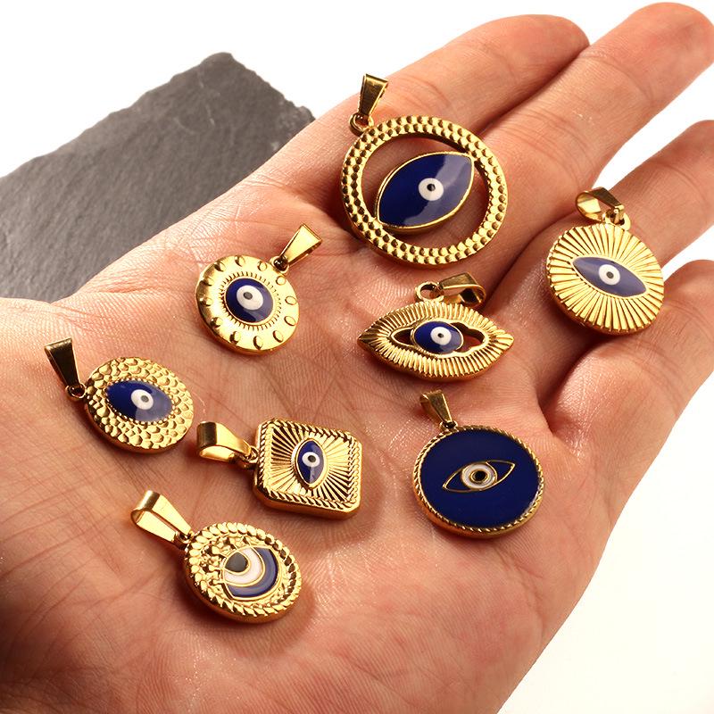Epoxy Demon Eye Retro Pendant Necklace DIY Jewelry Accessory