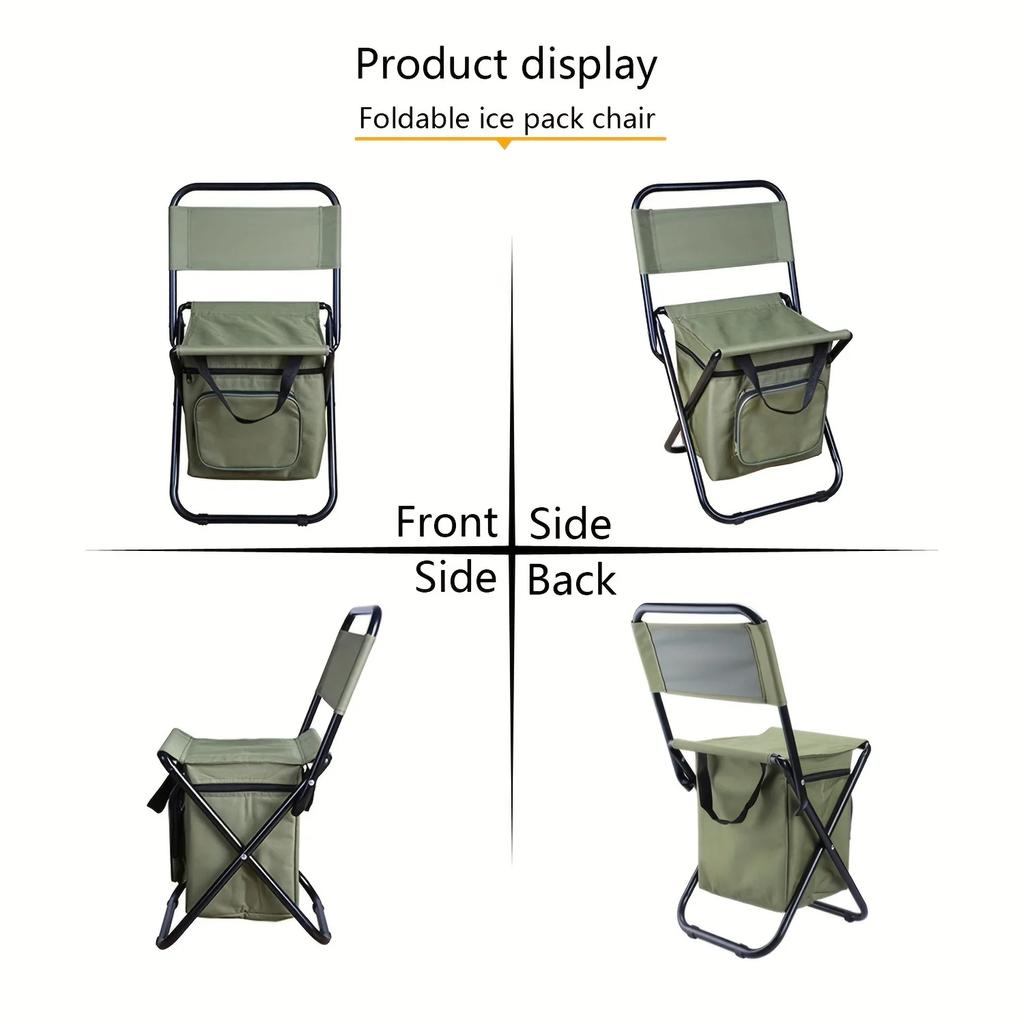 Portable Folding Camping Chair, Lightweight Backrest Stool Compact Folding Chair Seat, Outdoor Backrest Stool with Folding Bag