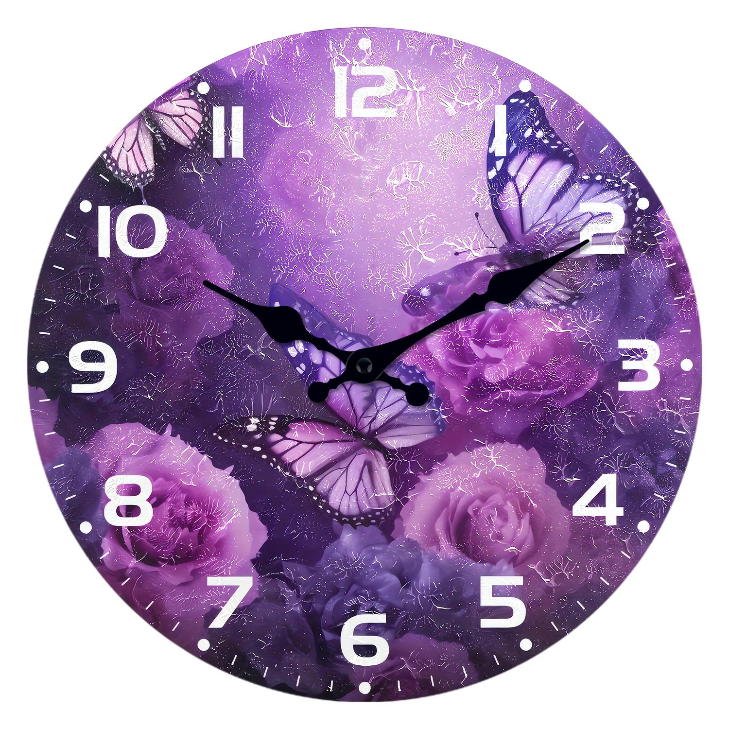 High-Quality Purple High-Quality Flower High-Quality And High-Quality Butterfly High-Quality Pattern High-Quality Wooden High-Quality Wall (as the picture,10 Inch)
