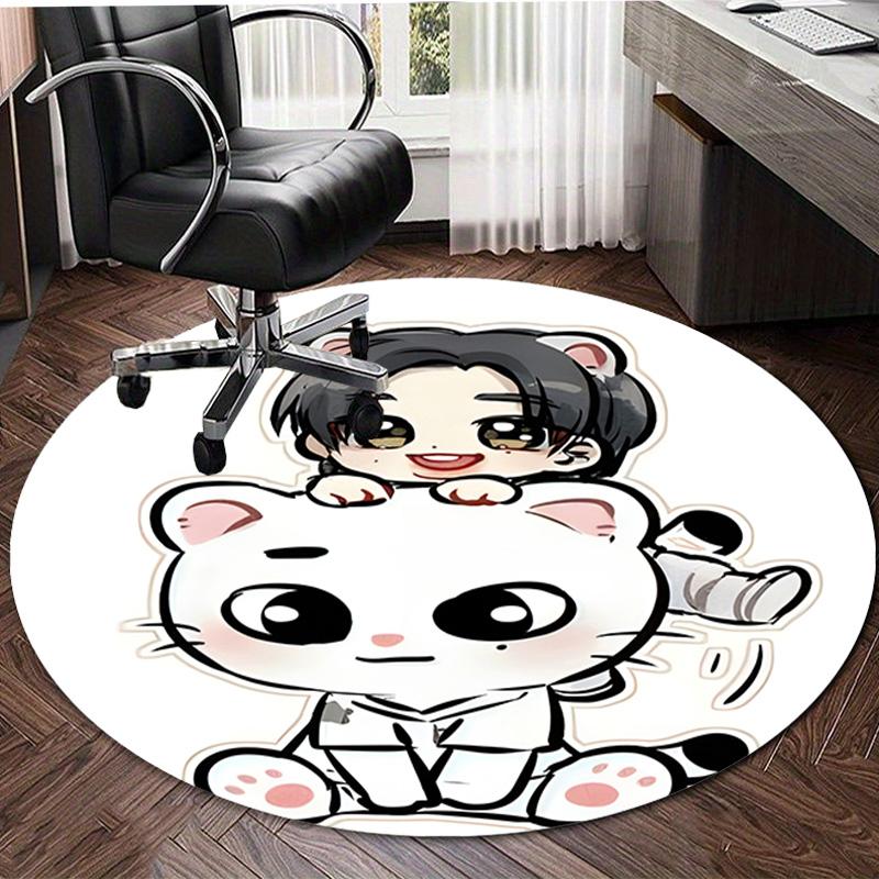 1pc Kpop Team8 Design Printed Area Round Carpet for Bedroom Living Room Home Decor Rugs Mat Non Slip Mat Rug for Bedside