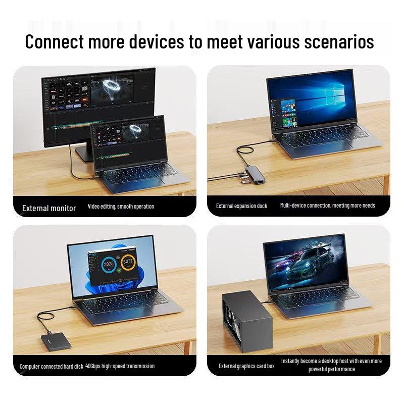 USB4 Thunderbolt 4 High-Definition 8K Kabel, 40G Datenübertragung, 240W Dual Typ-C, Versilbertes Koaxialkabel