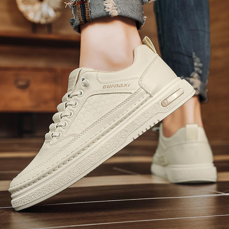 Men Shoes  New White Fashion Sneakers Comfortable Leather Casual Flats for Male Plus Size Youth School Skateboard Sneakers