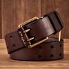 3,8 cm breiter Vintage-Herrengürtel Rindsleder Echtleder Gürtel Kupfer Doppelnadelschnalle Handgefertigter Jeansgürtel Mode Männliches Band