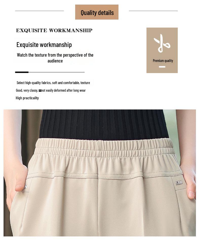 High Waist Elastic Summer Pants for Middle-Aged and Elderly Women - Loose Fit, Large Size