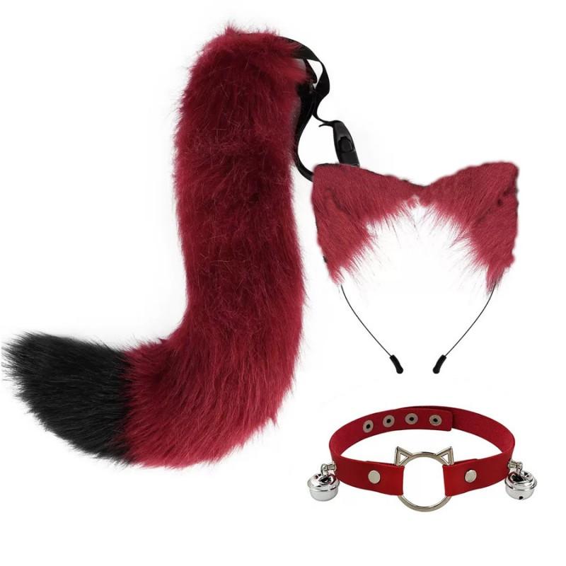 Furry Animal Ear Headband Tail Set Cosplay Costume Accessory Anime Convention Party Adult