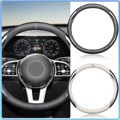 Leather Carbon Fiber Car Emblem Steering Wheel Cover For Astra C G H Insignia J K Zafira B Corsa Vectra C Corsa C