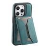 DENIOR D17 For iPhone 15 Pro Magnetic Case Leather Back Cover Detachable Card Bag Kickstand