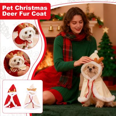 Capa con Capucha de Navidad para Mascotas con Astas - Disfraz Festivo Suave para Perros Pequeños y Gatos, Atuendo para Fiesta de Vacaciones