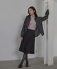 Button Check Coloring Pleats Midi Skirt (Charcoal)