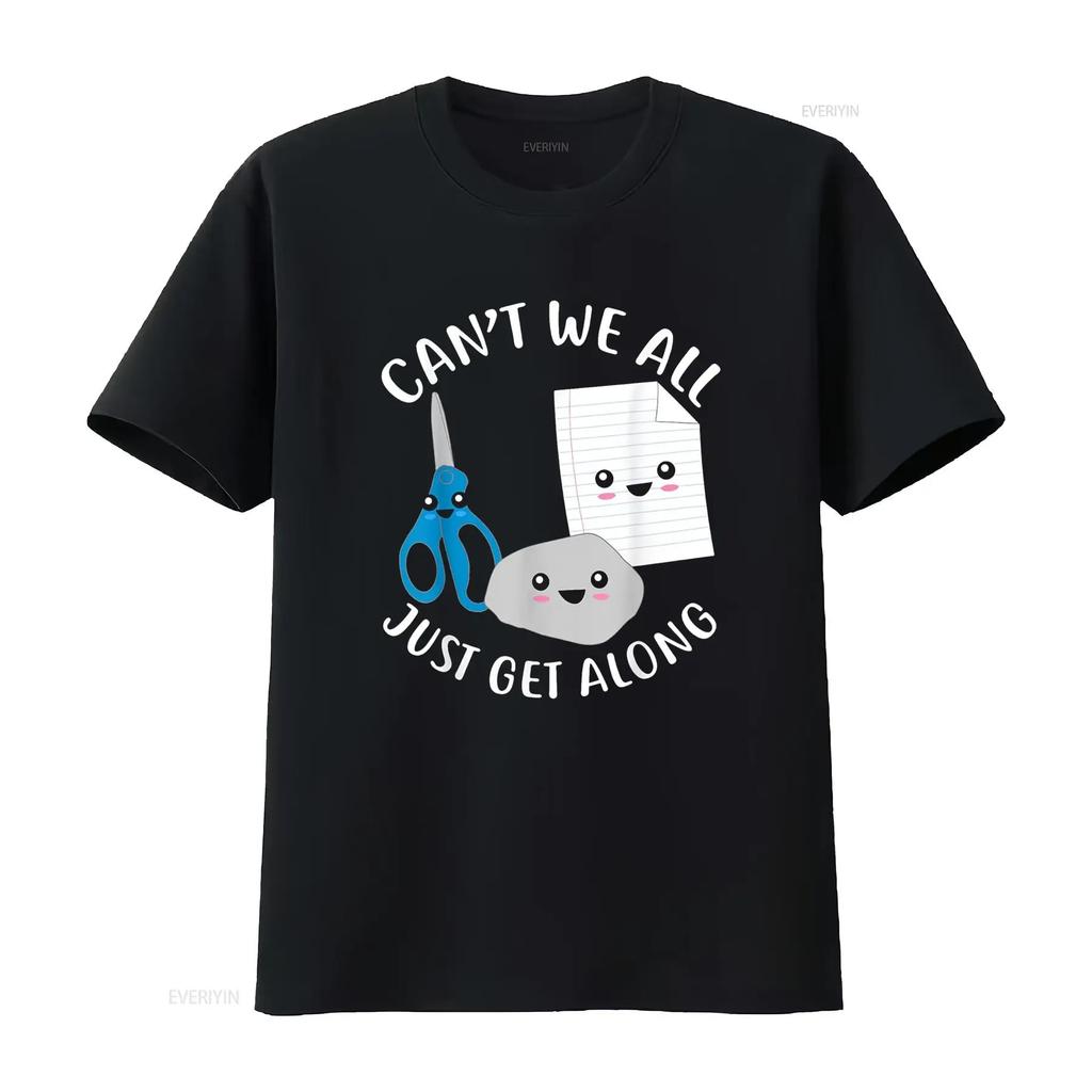 Schere Stein Papier Lustig Kawaii Können Wir Nicht Einfach Alle Gut Auskommen Shirt vintage Gewaschen Vielseitig Weich Grafik Stilvoll homme