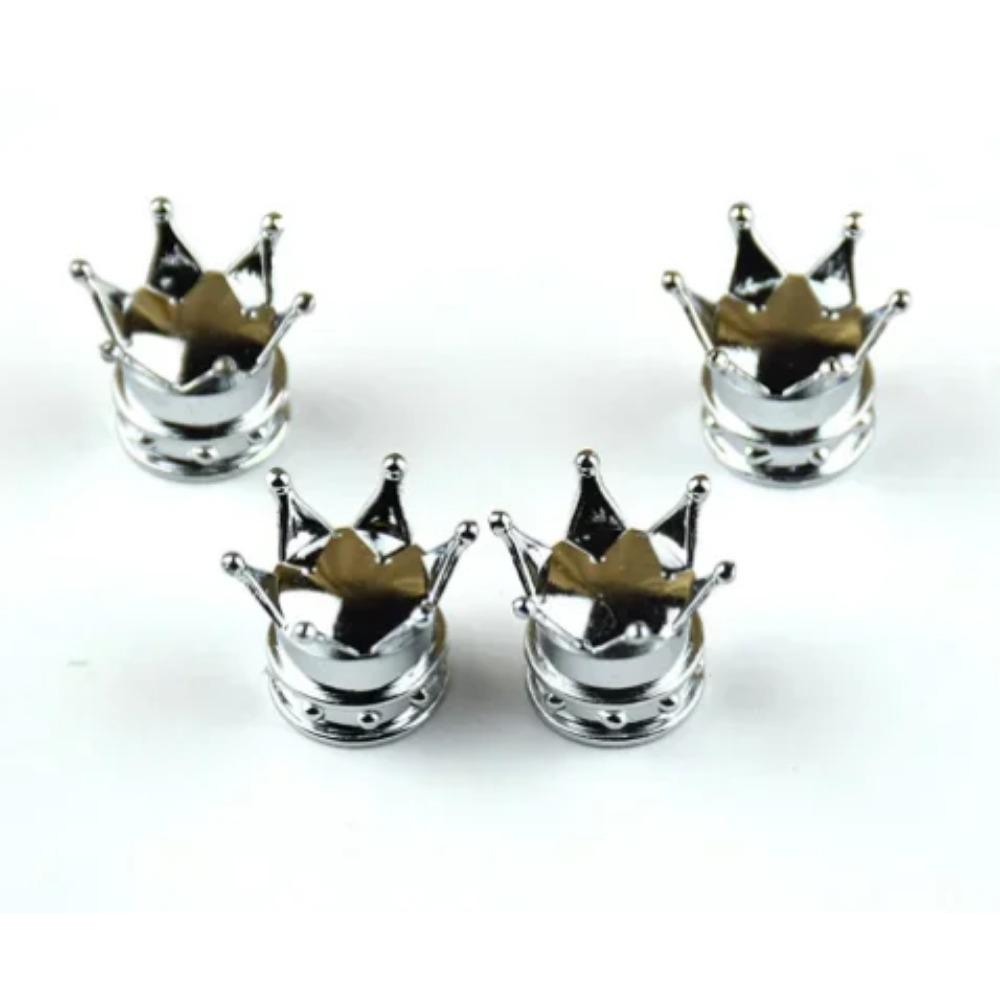 4PCS Car Universal Crown Valve Caps Dustproof Waterproof Wheel Valve Cover Air Car Motorcycle Tyre Rim Cap Car Trim Valve Cap