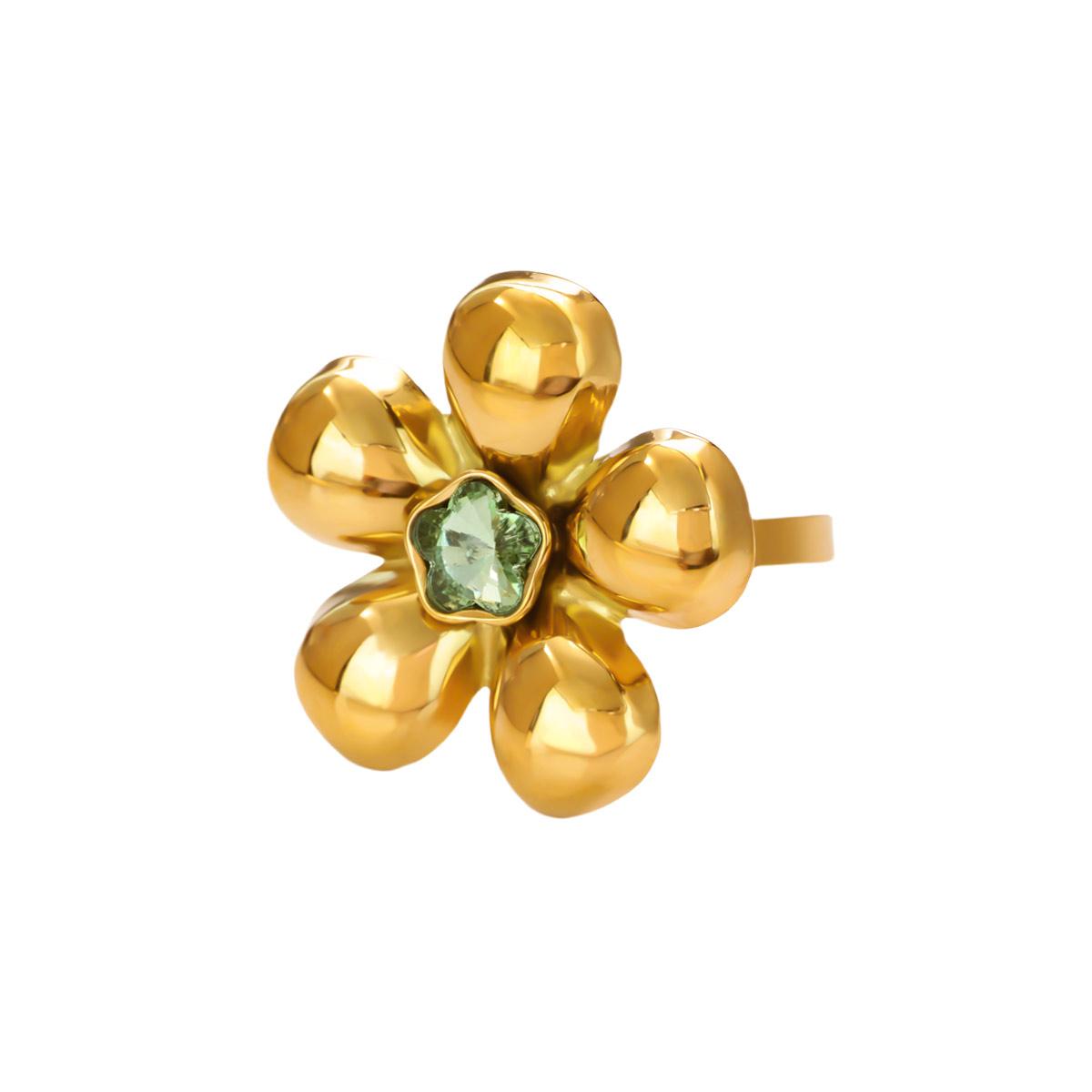 

Циркониевые кольца-цветы для женщин, золотистого цвета, из нержавеющей стали, регулируемое кольцо-цветок, роскошное свадебное рождественское ювелирное украшение в подарок