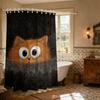 1pc Cute Cat Printed Waterproof Shower Curtain Partition Privacy Hanging Curtain with 12 Hooks Multiple Sizes