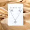 Double Chains Necklace And Earrings Zircon Sets Female Wedding Party Cubic Zirconia 316L Stainless Steel Pendant Zircon Gifts