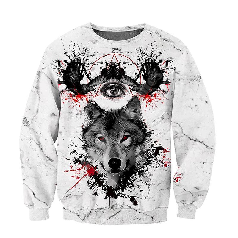 Spring and Autumn New Round Neck Sweater Fashion 3D Digital Tattoo Print Men's Long Sleeve Top