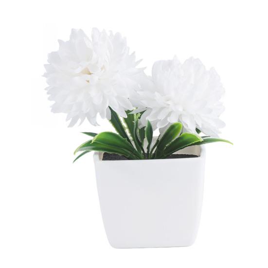 

Fake Chrysanthemums Ball Flower in Pot Mini Artificial Potted Plants for Home Indoor Office Farmhouse Table Decor белый