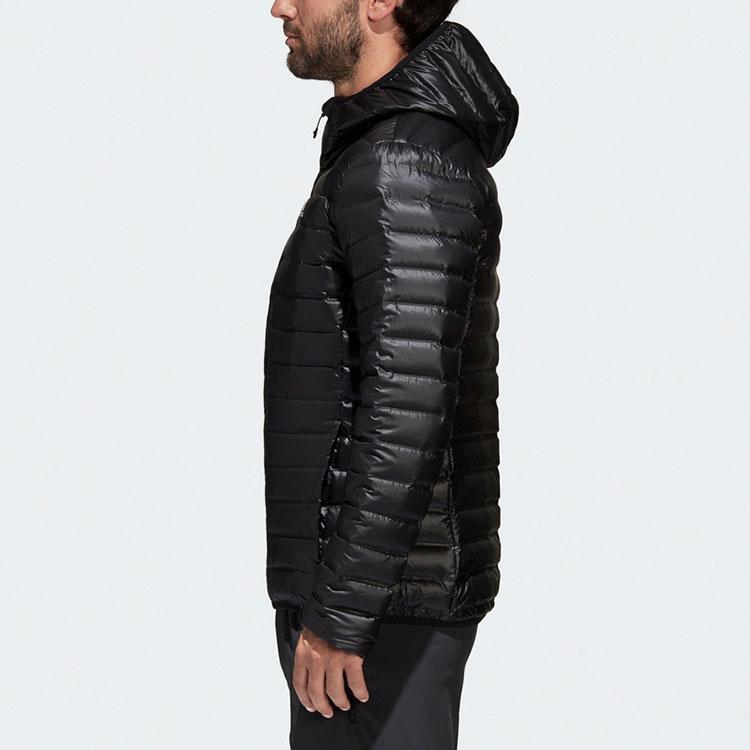 Adidas Ležérní sportovní teplá péřová bunda s kapucí Pánské bundy Černá BQ7782