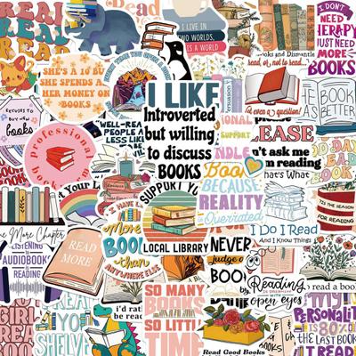 Lot de 50 autocollants imperméables pour amoureux de la lecture, pour adolescents, enseignants, étudiants, livres, scrapbooking, fournitures de bricolage