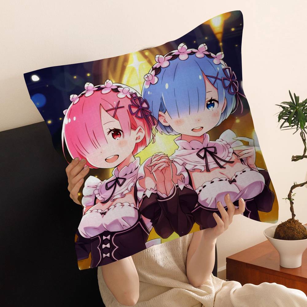 Anime Re Zero Cushion Cover Inches Farmhouse Decor Home Throw Pillow Covers for Couch Decorations