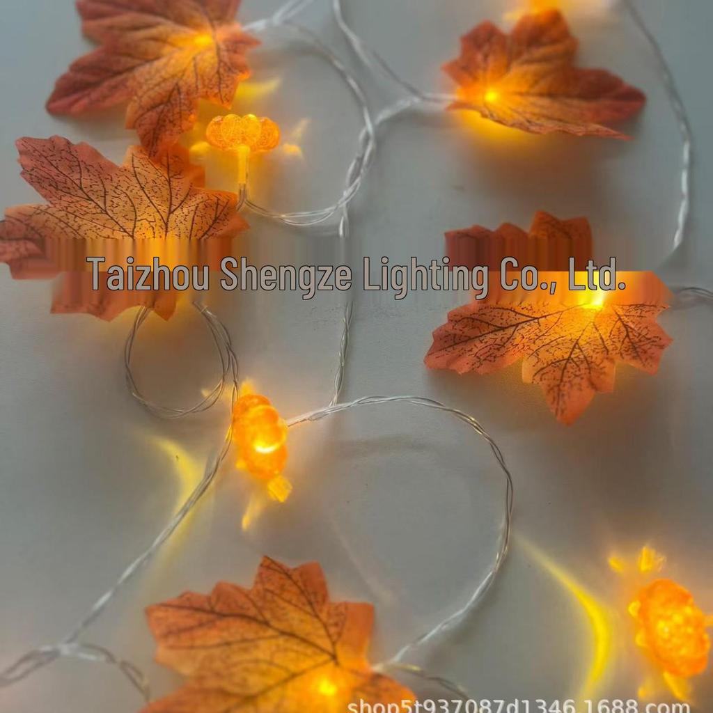 LED Balkabağı ve Akçaağaç Yaprağı Cadılar Bayramı Peri Işıkları - Pille Çalışan Parti Dekorasyonu