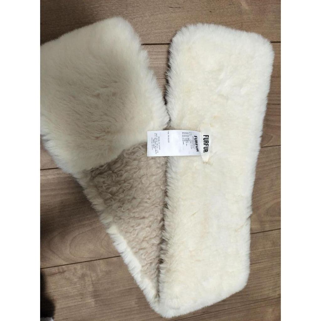 Used FURFUR Mini Fur Stole Fur Muffler Tippet White