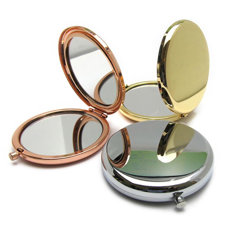 Quality Assurance Lighted Double-sided Stainless Iron Custom Logo Pocket Makeup Mirror