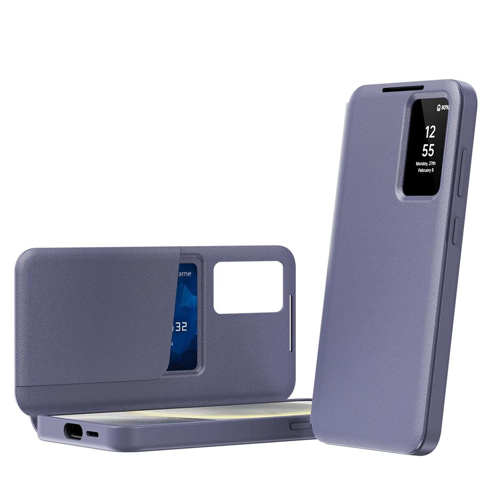 Intelligentes Leder-Flip-Case mit Fenster für Samsung Galaxy S26 S25 S24 S23 Ultra Plus No-Flip Anrufannahme Kartenhalter-Steckplatz Buchhülle