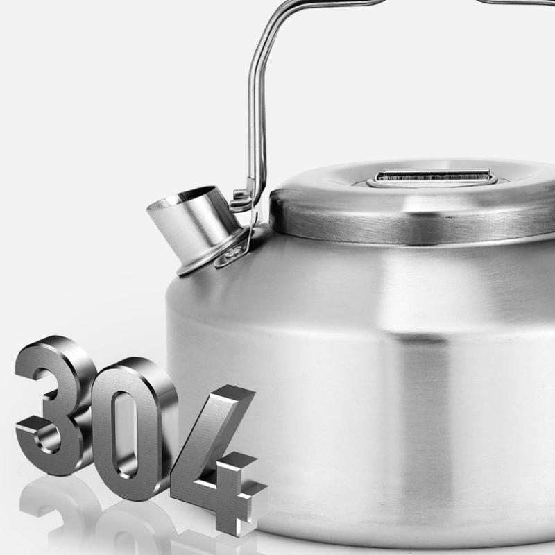 Outdoor Stainless Steel Kettle Locking Handle Camping Hung Pot Portable Coffee Pot Picnic Cooker 900Ml Teapot Kettle