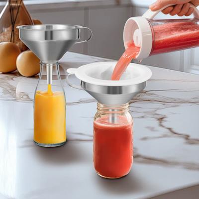 2Pcs Kitchen Funnels Set 5/6 Inch 304 Stainless Steel Funnel Set with 200 Mesh 100 Mesh Strainer for Liquid Juice Wine for Wine