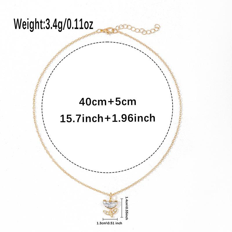 Akcesoria Jesień i Zima Nowy Wszechstronny Stopowy Wisiorek Niszowy Diamentowy Kwiat Naszyjnik Kobiety