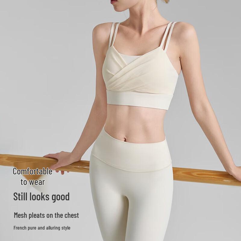 Mesh Pleated Yoga Sports Bra