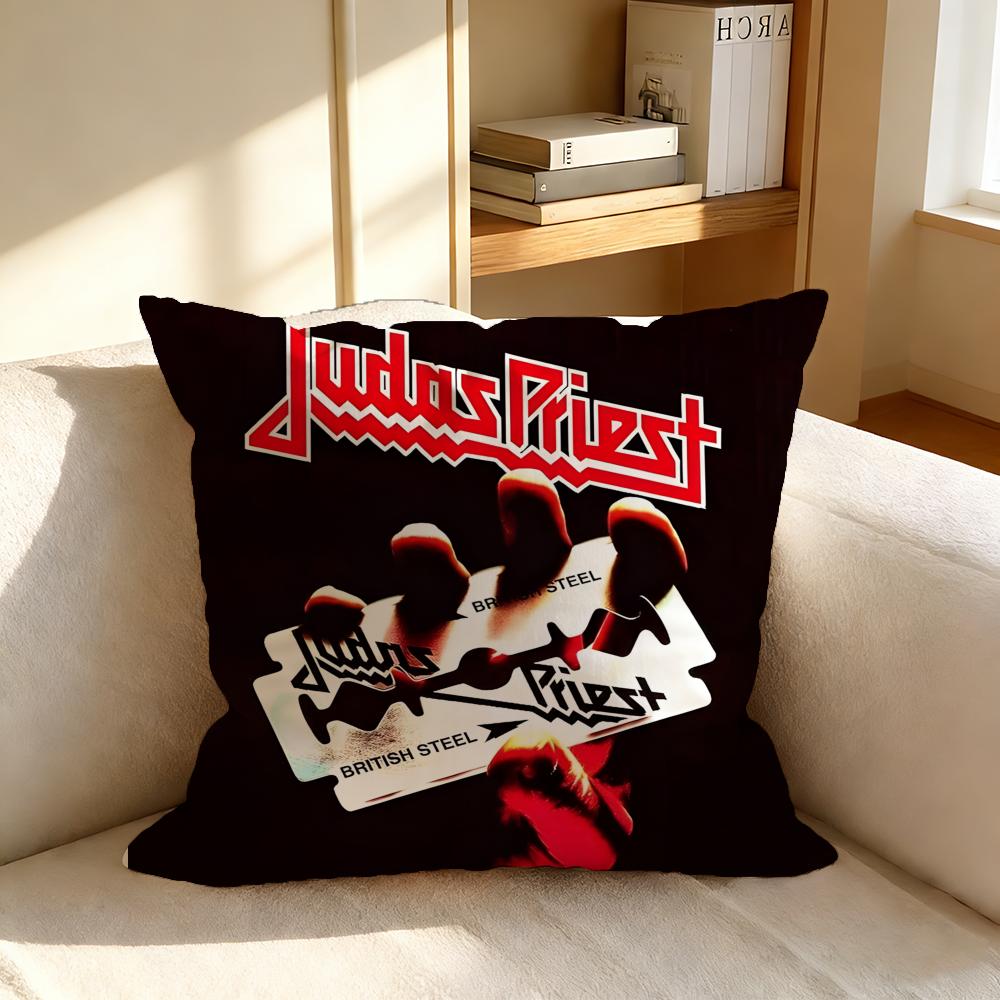 S-Judas Priest Cushion Cover Square Cushion Cover, Vintage Soft Sofa Pillow Case, Home Decoration And Protective Cover